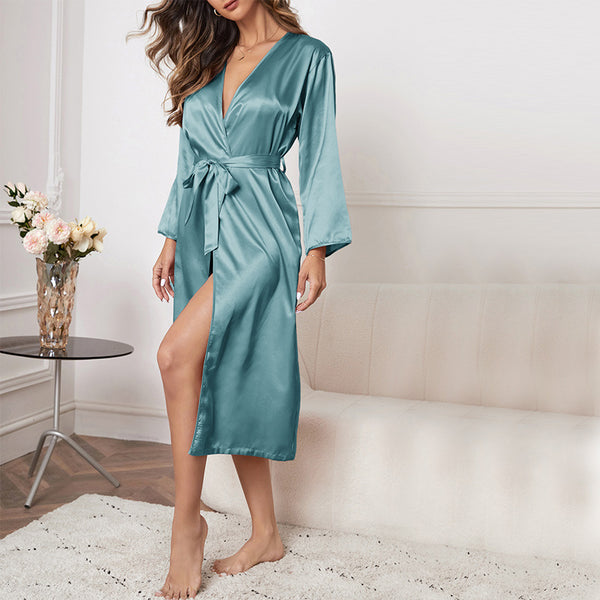 Silken Lace-Up Lounge Gown